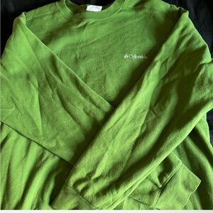 bright green embroidered columbia sweater